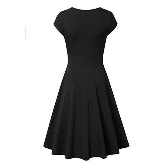 FreshLook Summer Floral Print A Line Cap Sleeve V Neck Swing Dress,Women