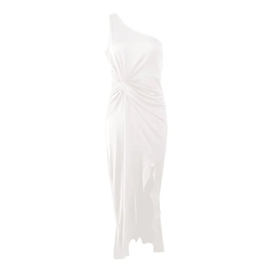 White Womens Dresses Womens One Shoulder Ruched Ruffle Formal Evening DressSlim Dresses for Women 2024
